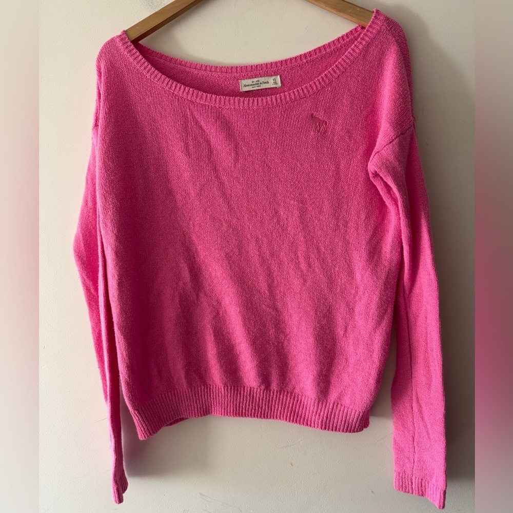 Y2K Abercrombie & Fitch‎ Pink Embroidered Moose Logo Sweater